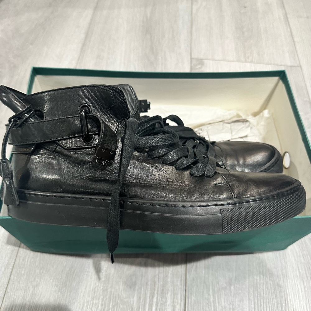 Buscemi Men’s 100m Tonal black leather sneaker shoe